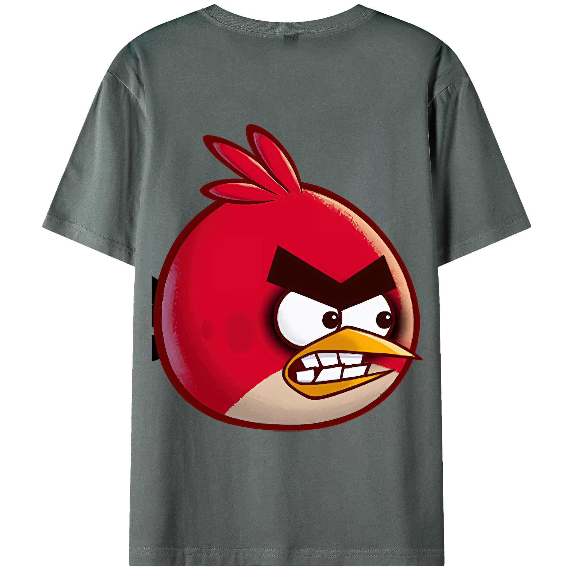 （画像用） Angry Birds アングリーバード 綿100％ メンズ半袖Tシャツ（バックプリント） 通気性